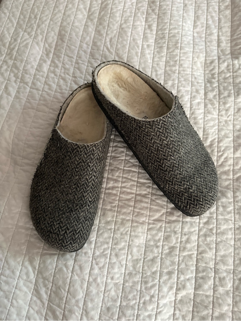 Birkenstock Zermatt Gray Felt Shearling-Lined Clog Slipper Size 6.5